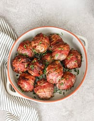 Ground beef and pork meatballs with bacon recipe from Atypical Wellness